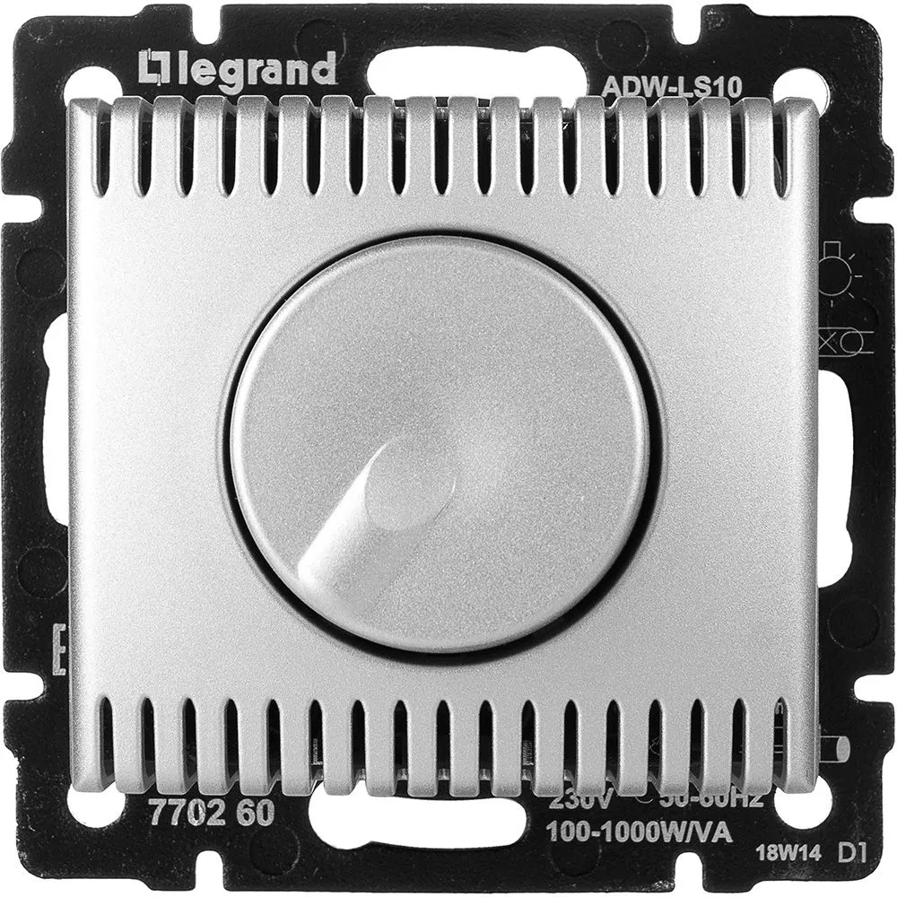 VALENA Светорегулятор поворотно-нажимной LED 1000Вт алюминий 770260 Legrand