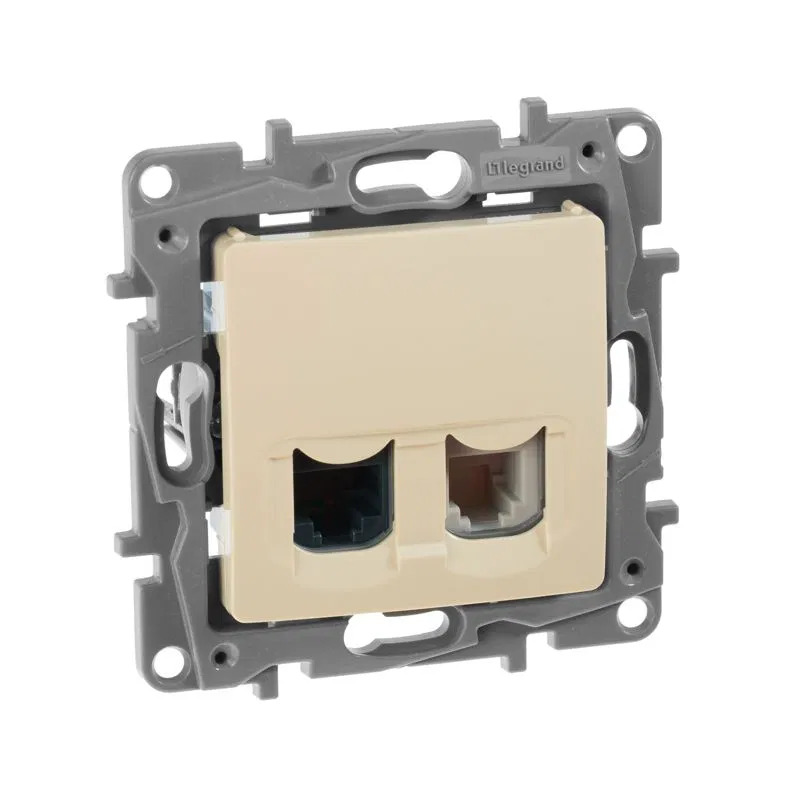 Розетка компьютерная + телефонная 2-м СП Etika RJ45 + RJ11 кат.5E UTP механизм сл. кость IEK 672352 Legrand (группа IEK)