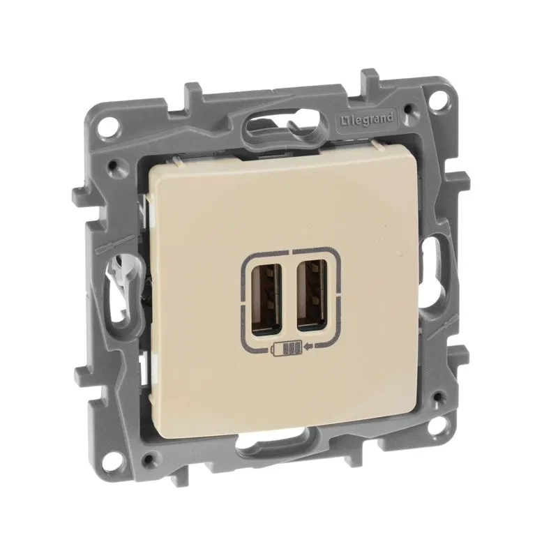 Розетка USB 2-м СП 2мод. Etika 240В/5В 2400мА механизм сл. кость IEK 672394 Legrand (группа IEK)