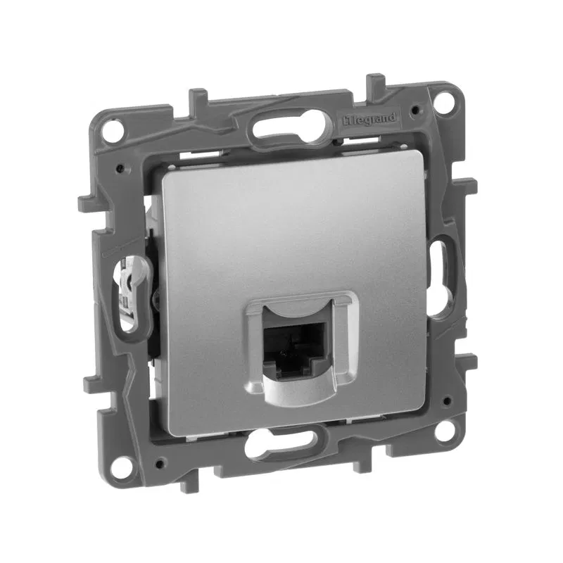 Розетка компьютерная СП Etika RJ45 кат.6 UTP алюм. IEK 672453 Legrand (группа IEK)