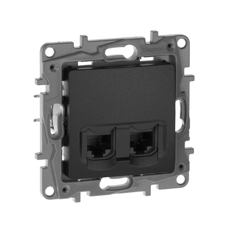 Розетка компьютерная 2-м СП Etika RJ45 кат.5E UTP механизм антрацит IEK 672655 Legrand (группа IEK)