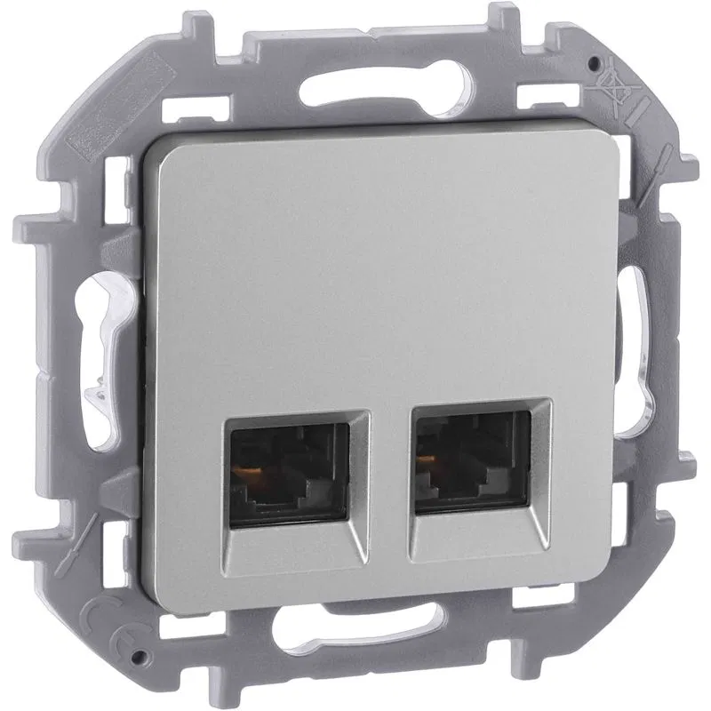 Розетка компьютерная 2-м Inspiria RJ45 кат.5E UTP сл. алюм. IEK 673837 Legrand (группа IEK)