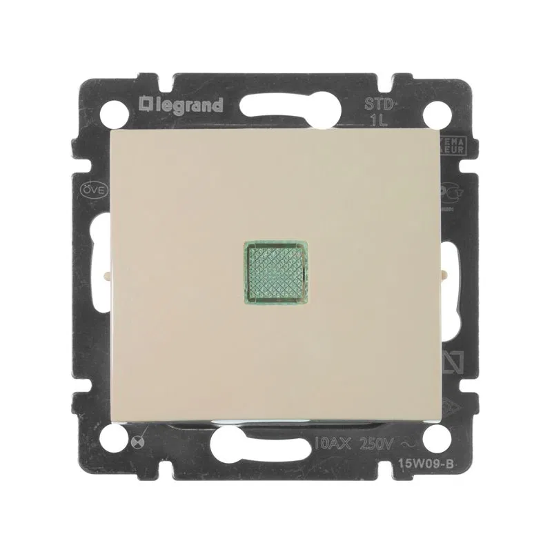 Переключатель проходной 1-кл. СП Valena 16А IP31 250В с зел. подсветкой механизм сл. кость IEK 774103 Legrand (группа IEK)