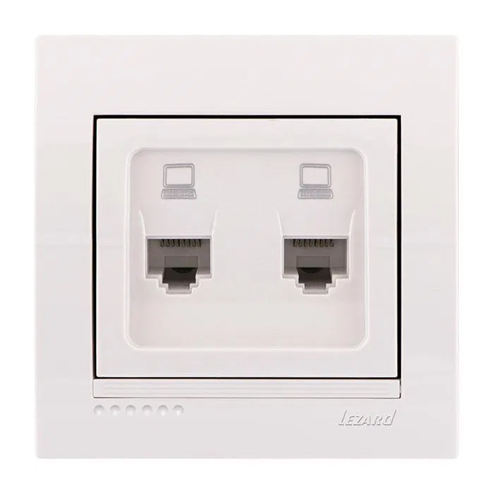 Розетка компьютерная 2-м СП Deriy RJ45 бел. LEZARD 702-0202-141