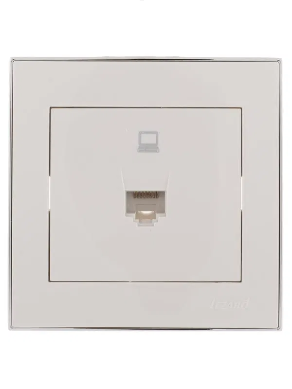 Розетка компьютерная 1-м СП Rain RJ45 с хром. боковой вставкой бел. LEZARD 703-0225-139
