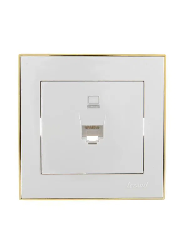 Розетка компьютерная 1-м СП Rain RJ45 с зол. боковой вставкой бел. LEZARD 703-0226-139