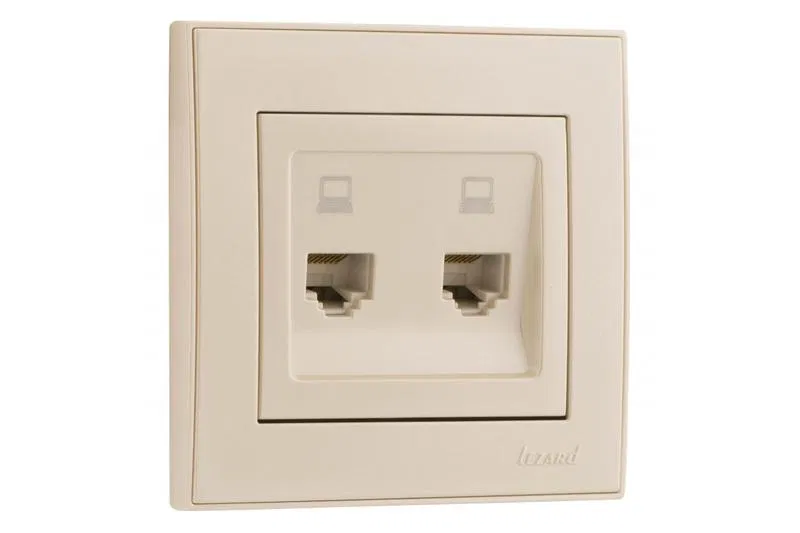Розетка компьютерная 2-м СП Rain RJ45 жемчуж./бел. перламутр. LEZARD 703-3030-141
