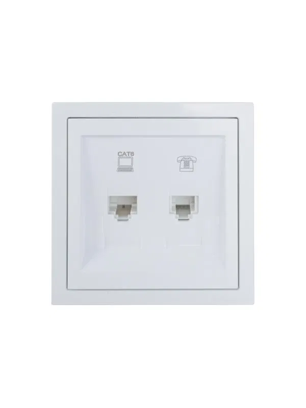 Розетка компьютер+телефон с модулем Cat 6 СП ZIMA бел. LEZARD 704-0288-144