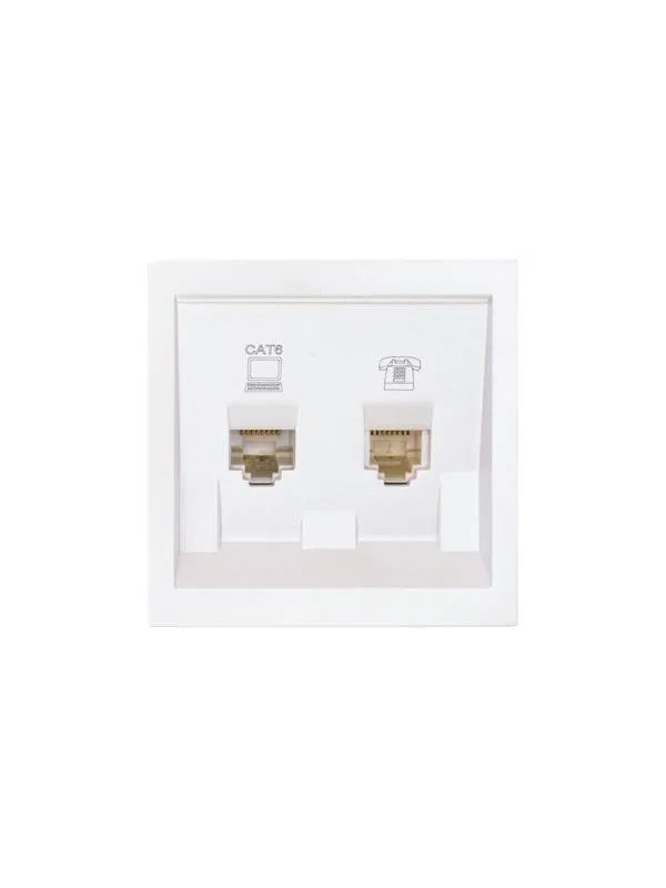Розетка компьютерная + телефонная 2-м СП ZIMA RJ45 + RJ11 с модулем кат.6 механизм бел. искра матов. LEZARD 704-1488-144