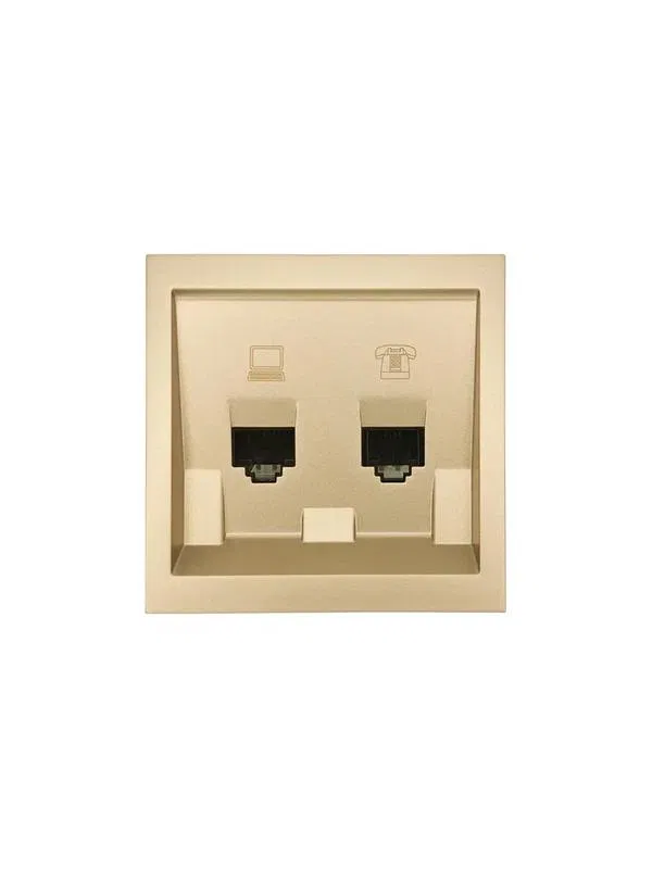 Розетка компьютер+телефон СП ZIMA IP20 зол. LEZARD 704-3688-143