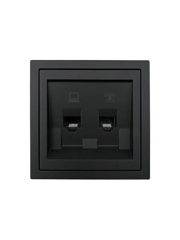 Розетка компьютер+телефон СП ZIMA IP20 черн. бархат LEZARD 704-4288-143
