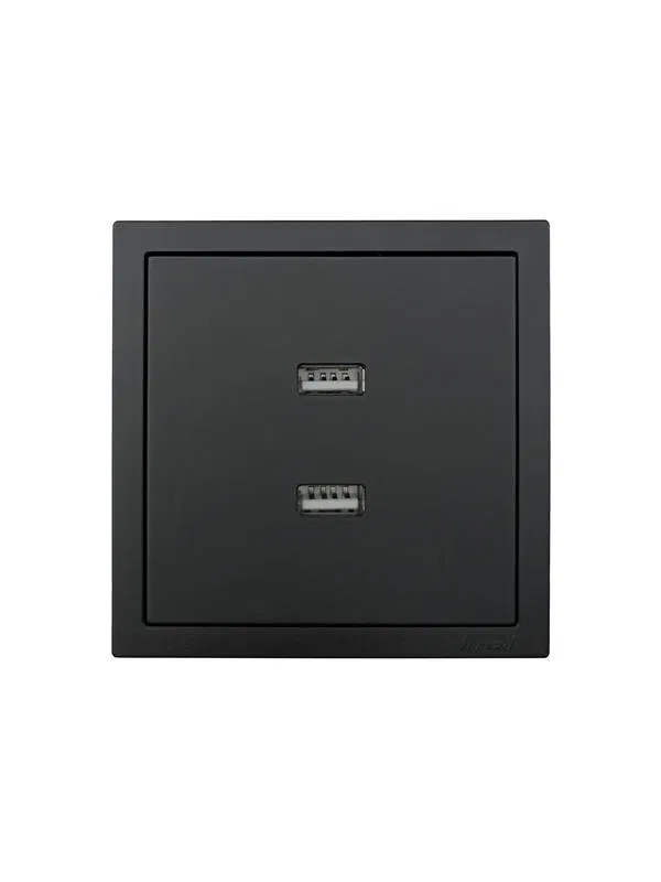 Розетка 1-мест. с 2-мест. USB разъем СП ZIMA IP20 черн. бархат LEZARD 704-4288-192