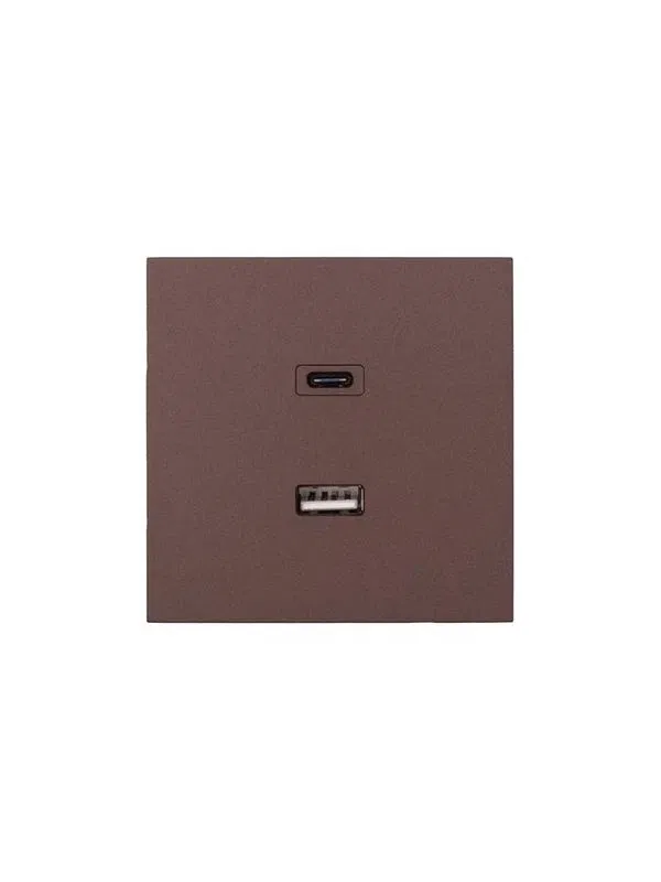 Розетка Type-C+ USB разъем СП ZIMA IP20 шоколад LEZARD 704-7388-192TC