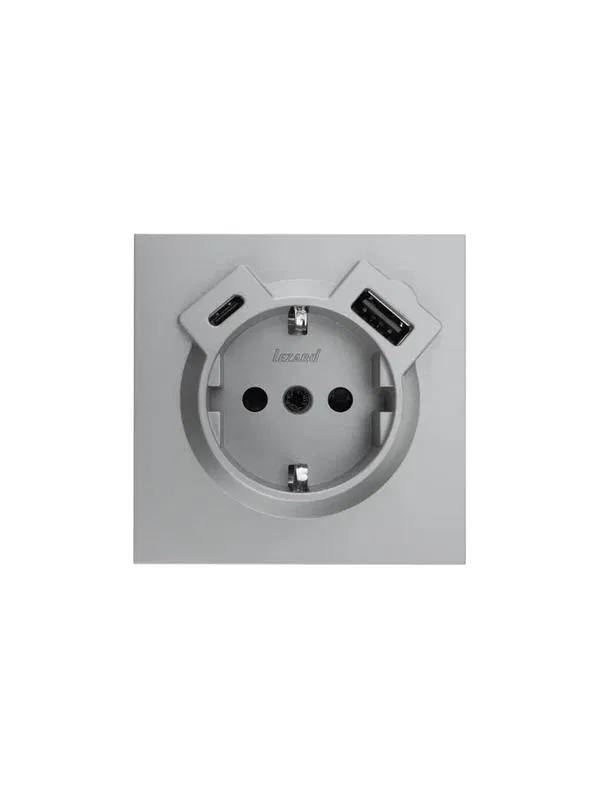 Розетка 1-мест. с/з Type-C+USB разъем СП ZIMA IP20 сер. матов. LEZARD 704-7488-181TC