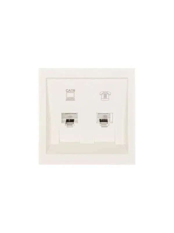 Розетка компьютер+телефон СП ZIMA IP20 с модулем Cat 6 слон. кость LEZARD 704-9088-144