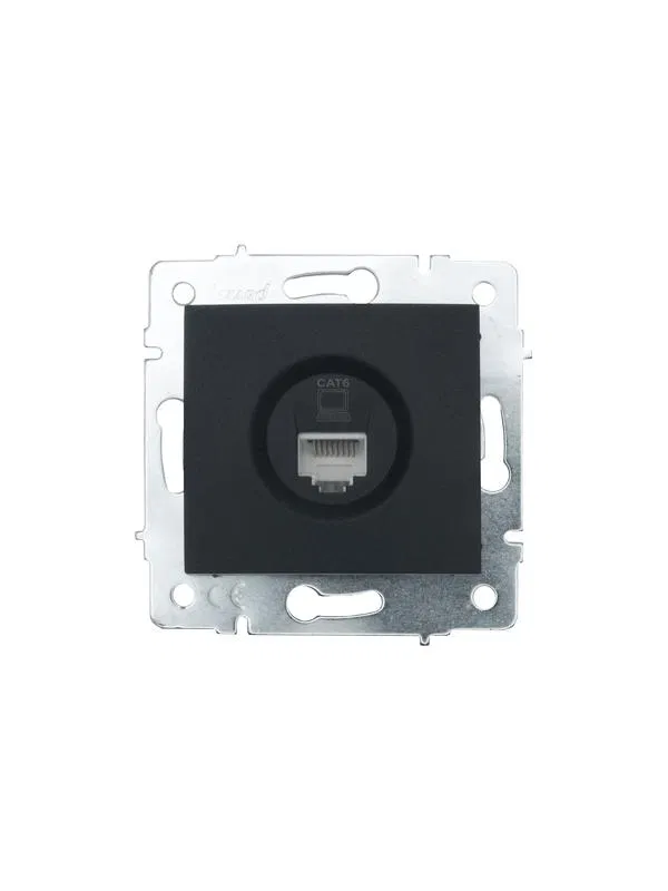 Розетка компьютерная 1-м СП KARINA IP20 RJ45 кат.6 механизм черн. LEZARD 707-4288-140