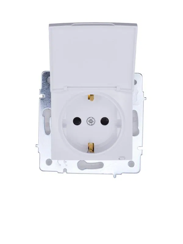 Розетка 1-м СП ASTI 16А IP44 с заземл. с крышкой ПБТ механизм бел. LEZARD 7081-0288-123BIPCH