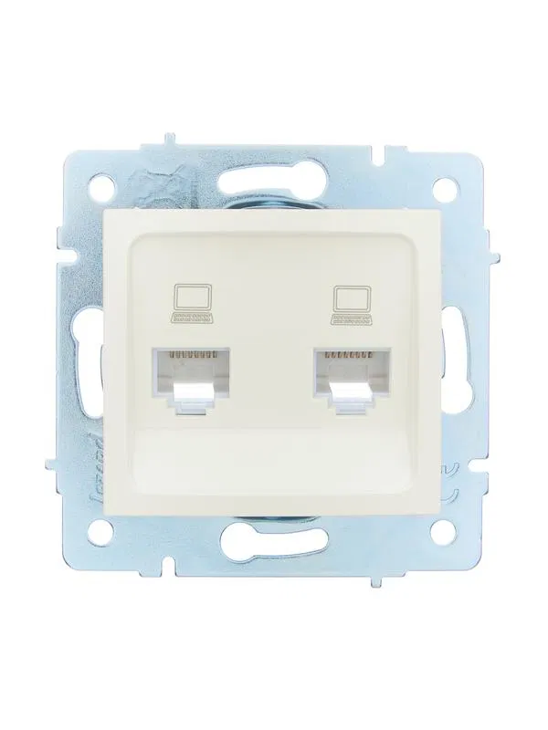 Розетка компьютерная 2-м СП ASTI IP20 RJ45 механизм жемчуж./бел. перламутр. LEZARD 7081-3088-141