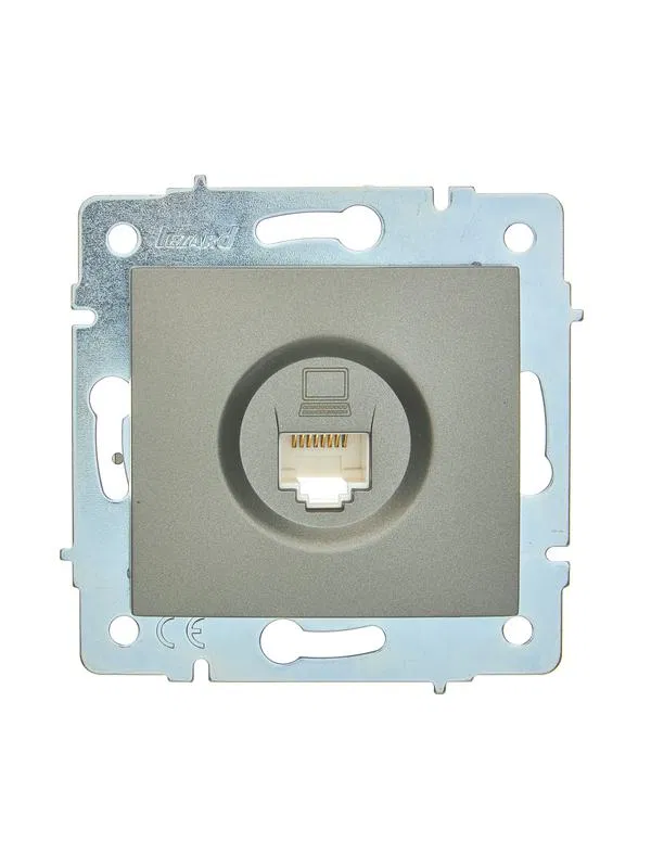 Розетка компьютерная 1-м СП ASTI IP20 RJ45 механизм Cat 5e платина. LEZARD 7081-3588-139