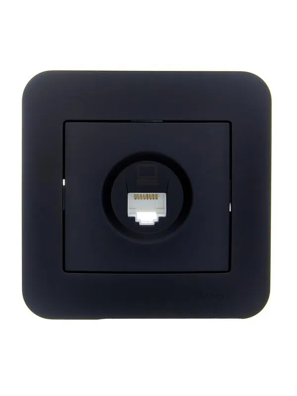Розетка компьютерная 1-м СП ASTI IP20 RJ45 в сборе Cat 5e черн. бархат LEZARD 7081-4242-139