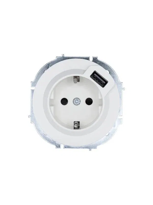 Розетка 1-м СП OSEN с заземл. + USB разъем бел. LEZARD 743-0288-181