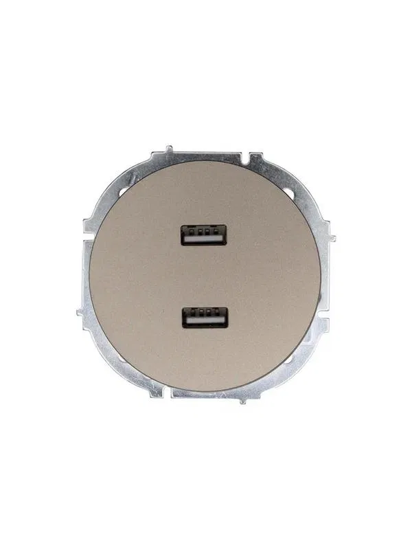 Розетка 2-м СП OSEN USB разъем механизм титан LEZARD 743-3788-192