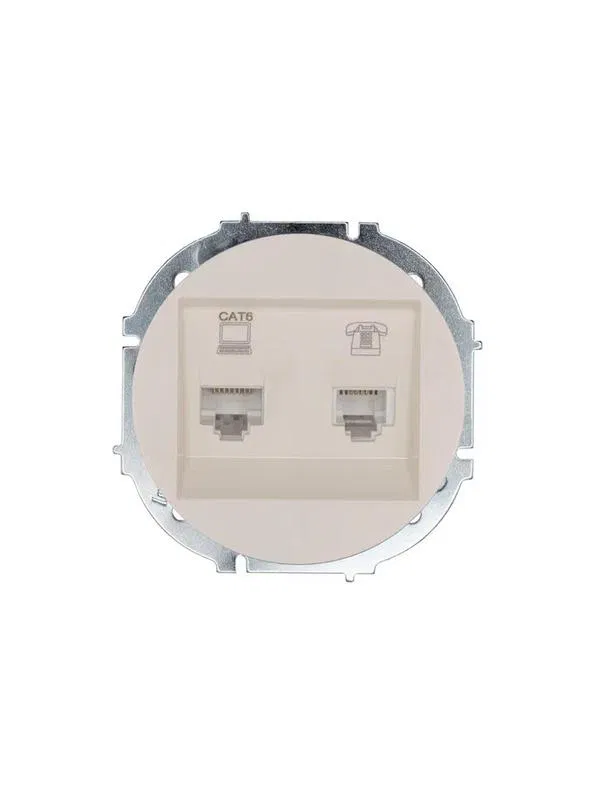 Розетка компьютерная + телефонная OSEN RJ45 кат.6 + RJ11 с модулем механизм сл. кость LEZARD 743-9088-144