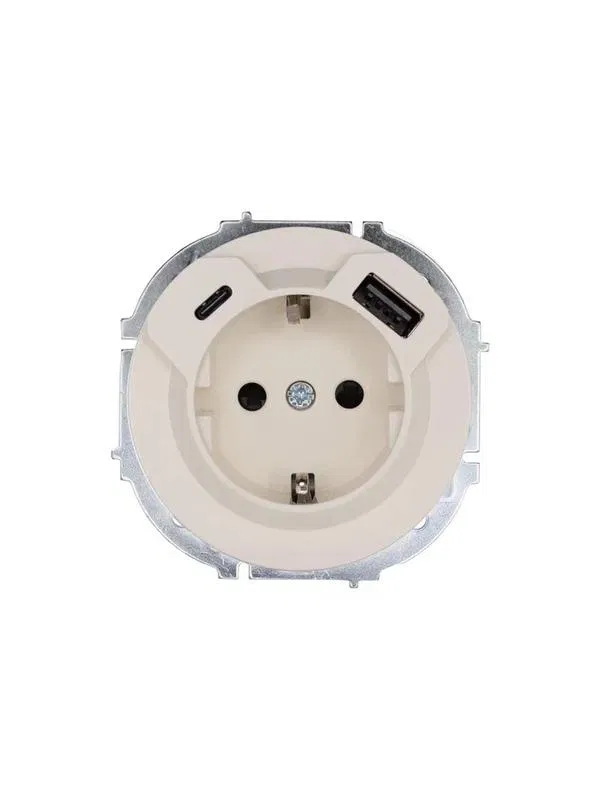 Розетка 1-м СП OSEN с заземл. TC + USB разъем механизм сл. кость LEZARD 743-9088-181TC