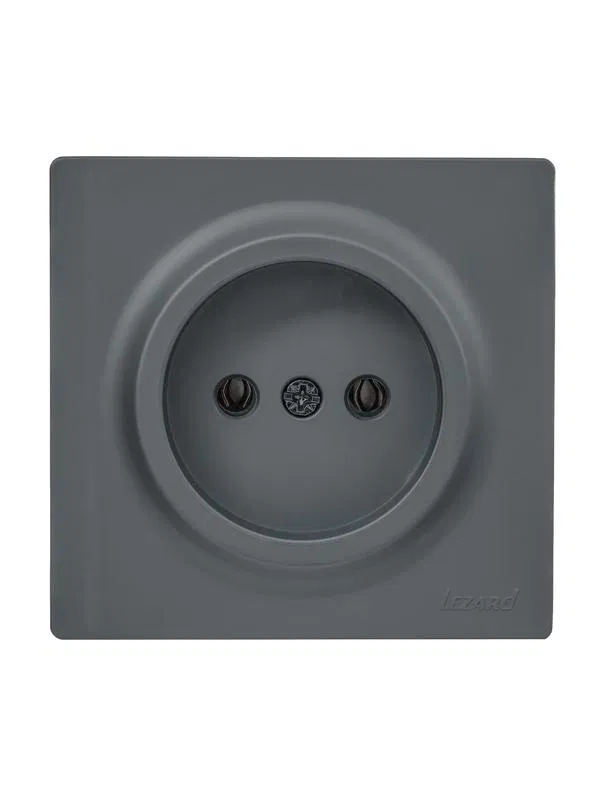 Розетка 1-м ОП LETO без заземл. ПБТ графит LEZARD 752-3400-121B