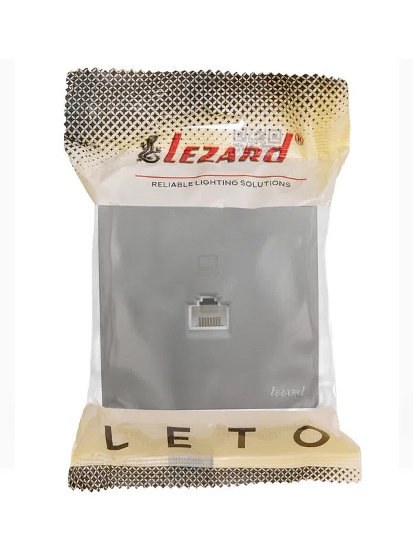 Розетка компьютерная 1-м ОП RJ45 LETO платина LEZARD 752-3500-139