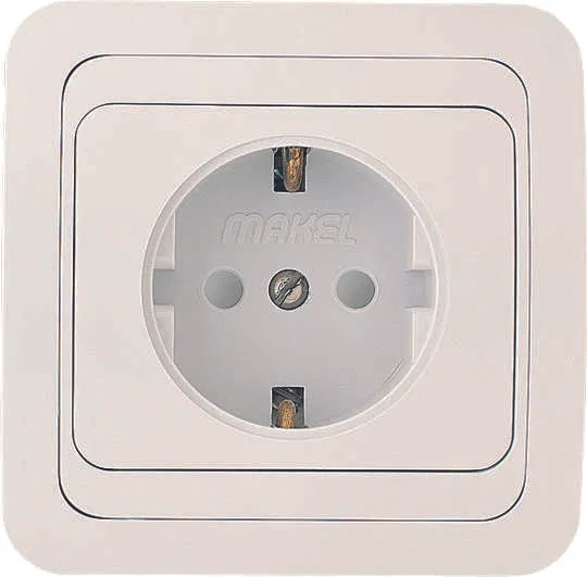 Розетка 1-м СП Mimoza 16А IP20 с заземл. защ. шторки бел./бел. Makel 12058