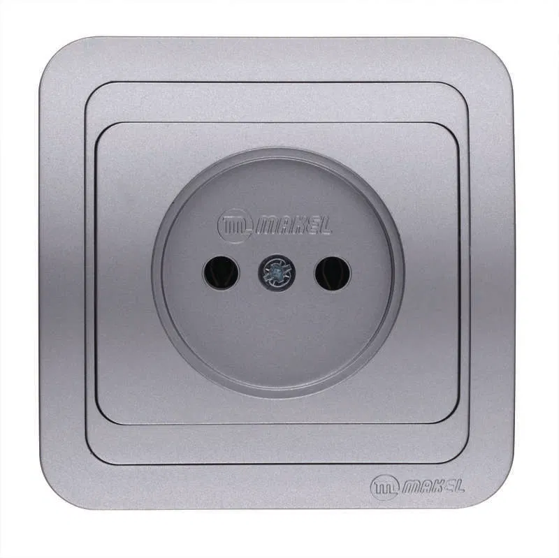 Розетка 1-м СП Mimoza 16А IP20 без заземл. серебр./серебр. Makel 23402