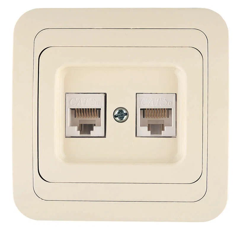 Розетка компьютерная 2-м СП Mimoza 16А IP20 крем./крем. Makel 25036
