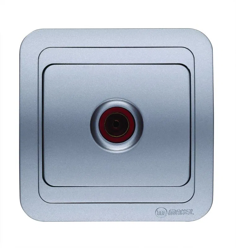Розетка телевизионная TV 1-м СП Mimoza 16А IP20 серебр./серебр. Makel 26607