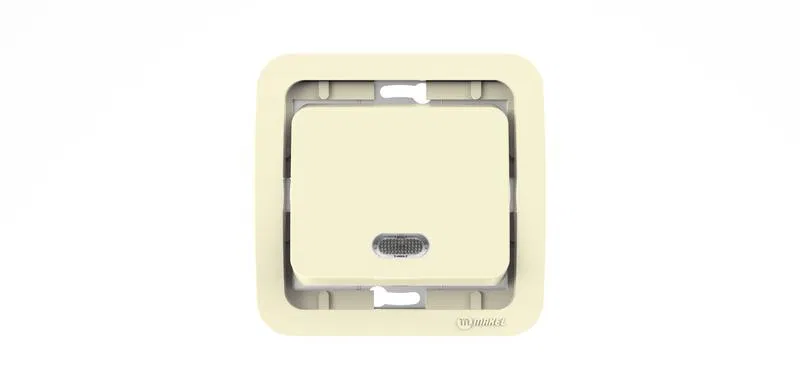 Выключатель 1-кл. СП Mimoza 10А IP20 без вставки с подсветкой крем. Makel 32021