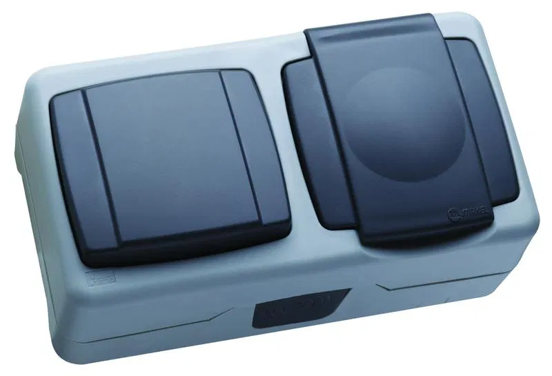Выключатель 1-кл. + розетка IP44 с крышкой Makel 37064202