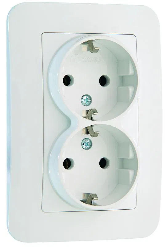 Розетка 2-м СП Lillium N 10А с заземл. бел. Makel 55082