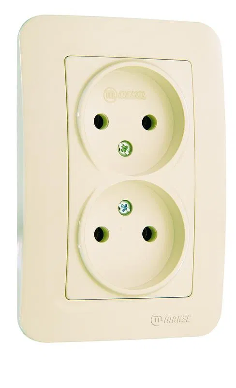 Розетка 2-м СП Lillium N 10А без заземл. крем. Makel 55217