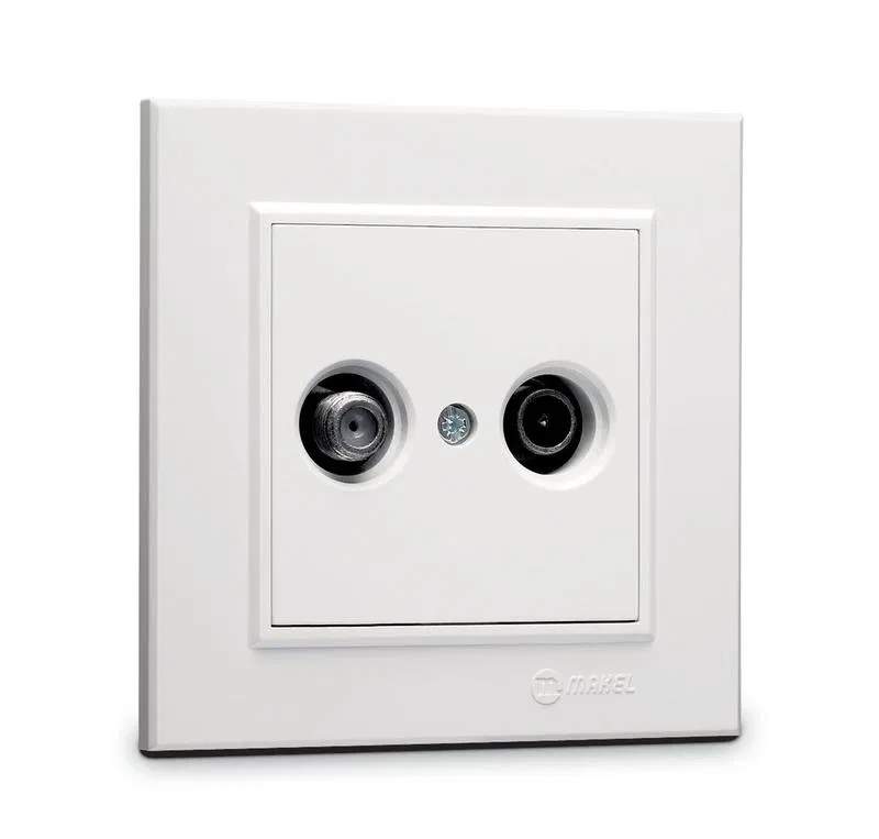 Розетка телевизионная проходная TV/SAT СП Karea IP20 1дБ бел. Makel 56001083