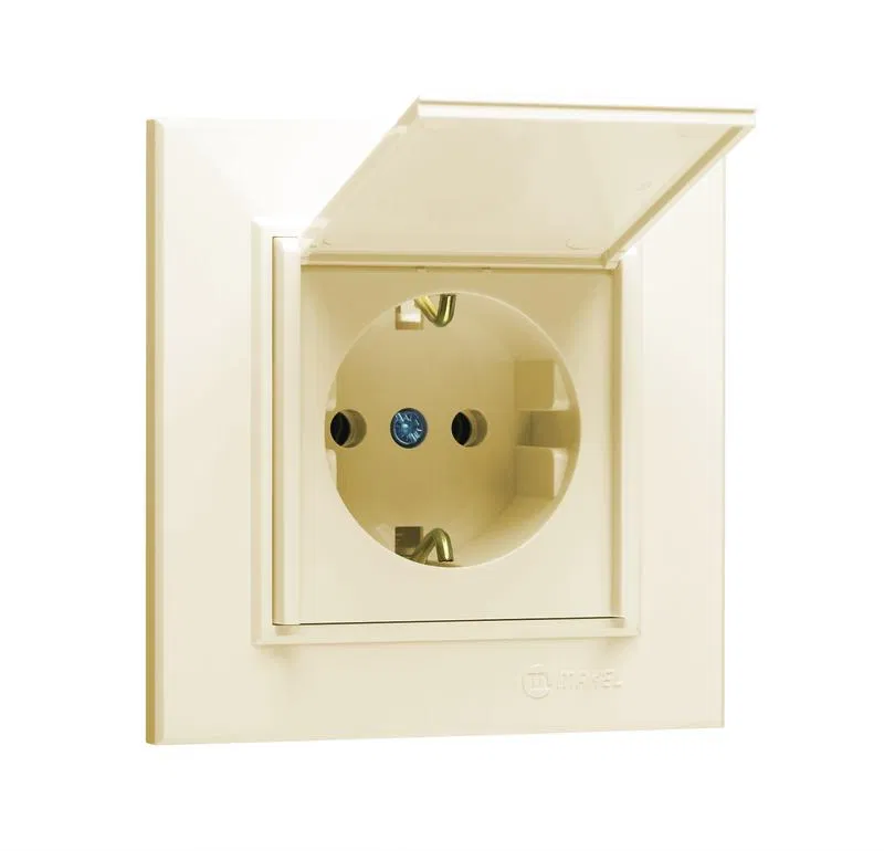 Розетка с/з и крышкой (Керамика) СП Karea 16А IP20 крем. Makel 56010009