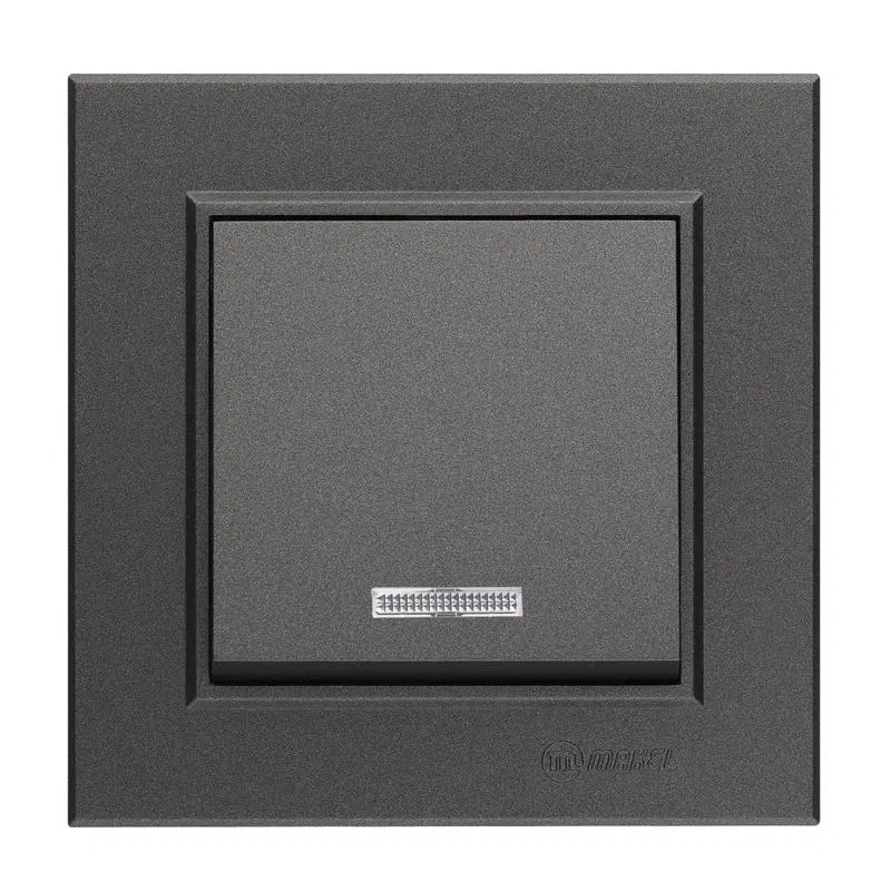 Переключатель 1-кл. СП Karea 10А IP20 дым. с подсветкой Makel 56050025