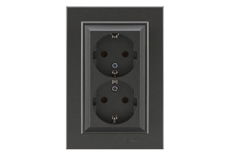 Розетка 2-я с/з СП (Новый дизайн) Karea 16А IP20 дым. Makel 56050057