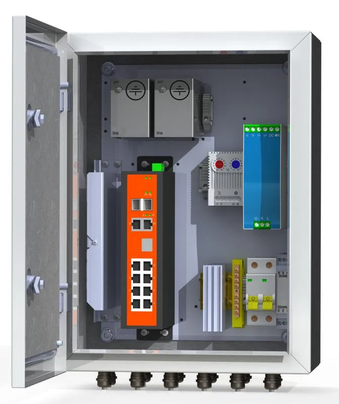 Термошкаф коммутационный 8хPoE 2хSFP 4хSC IP66 300х400х210мм 8К ГЗ Mastermann 00-00015656