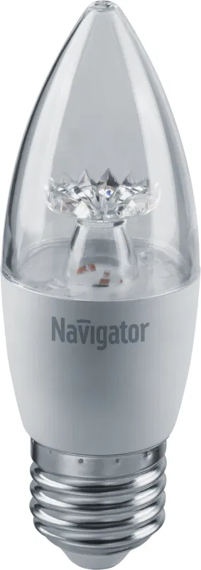 Лампа светодиодная 71 851 NLL-C37-7-230-4K-E27-CL 7Вт свеча 4000К нейтр. бел. E27 525лм 230В Navigator 71851
