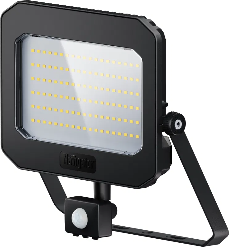 Прожектор светодиодный 95 202 NFL-05-100-4K-BL-D110-SNR-LED 100Вт 4000К IP65 12500лм с ИК датчиком движения черн. NAVIGATOR 95202