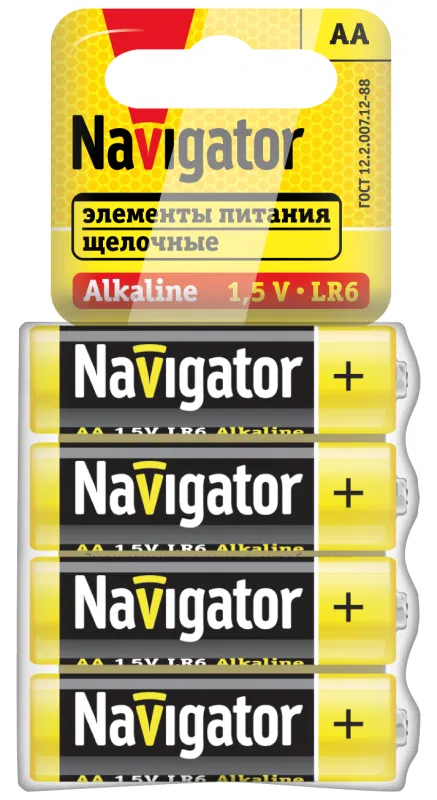Элемент питания 95 457 NBT-02 AA LR6 4SHBP (уп.4шт) NAVIGATOR 95457