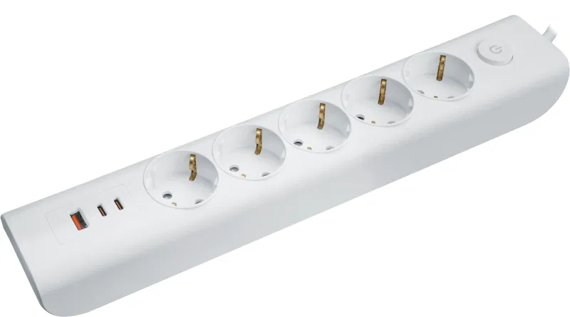 Удлинитель 3х1.5м с заземл. 16А IP20 95 690 NPE-USB06-05-150-ESC-3X1-PD20W 2хUSB-C + USB-A с выкл. бел. NAVIGATOR 95690