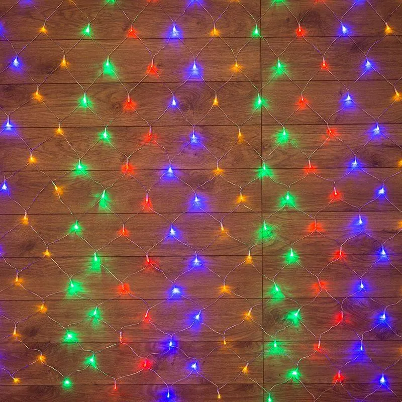 Гирлянда светодиодная "Сеть" 1.8х1.5м 180LED мультиколор 15Вт 220-240В IP20 с контроллером 8 режимов провод ПВХ прозр. Neon-Night 215-139