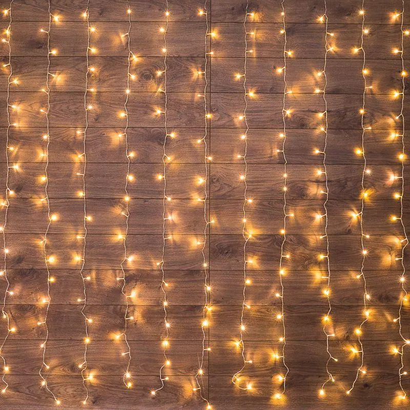 Гирлянда светодиодная "Светодиодный Дождь" 3х2м 240LED тепл. бел. с контроллером провод ПВХ прозр. Neon-Night 235-096
