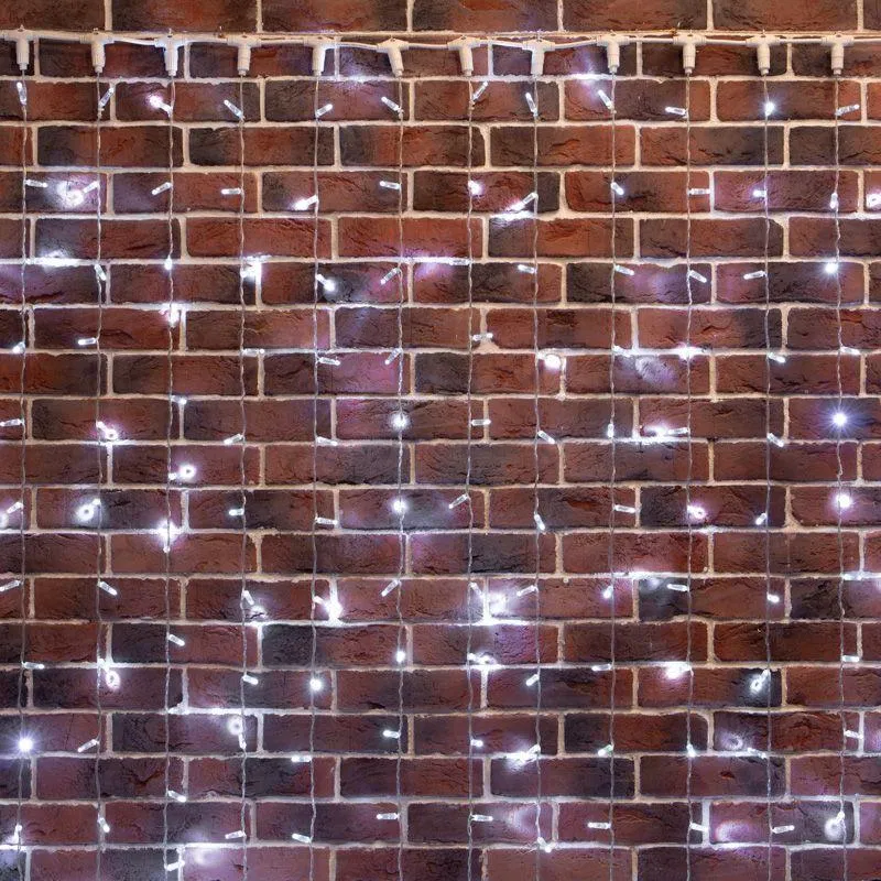 Гирлянда светодиодная "Светодиодный Дождь" 2х6м 768LED бел. 70Вт 230В IP65 постоян. свечение провод прозр. (нужен шнур питания 303-500-1) Neon-Night 235-175